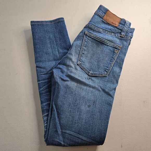 Madewell Jeans Women's 24 Blue 9" High Riser Skinny Skinny Medium Wash Distress - Picture 9 of 16